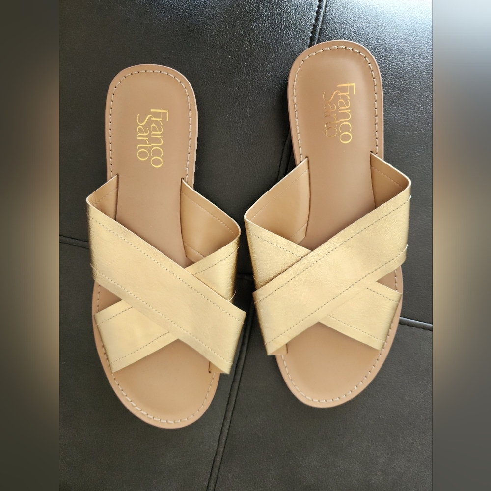 Franco Sarto Gold Slide on Sandals